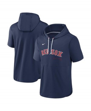 Мужской темно-синий пуловер с капюшоном Boston Red Sox Springer Team короткими рукавами Nike