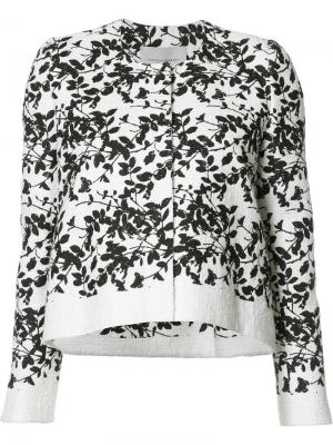 Укороченная куртка с цветочным узором Carolina Herrera. Цвет: белый