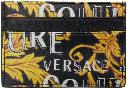 Черный визитница с логотипом Couture Versace Jeans