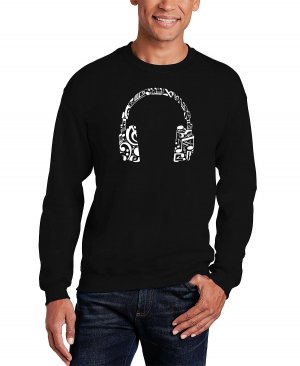 Мужская музыкальная нота наушники word art crewneck sweatshirt LA Pop Art, черный