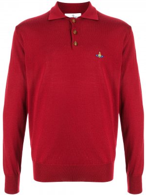 Рубашка поло с длинными рукавами и вышитым логотипом Vivienne Westwood. Цвет: красный