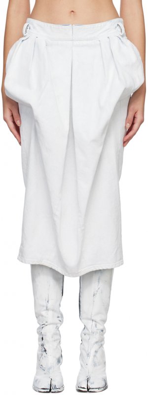 Белая джинсовая юбка-миди со сборками Maison Margiela