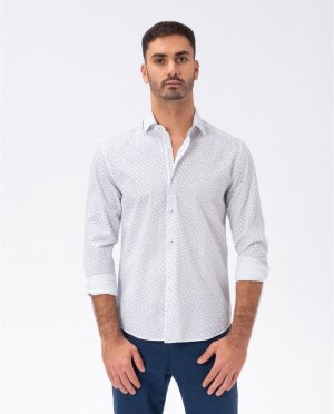 Узкая мужская рубашка с микропринтом белого цвета , белый Etiem