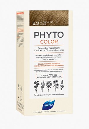 Краска для волос Phyto 8.3 ФИТОКОЛОР, светлый золотистый блонд, 50/50/12.. Цвет: бежевый