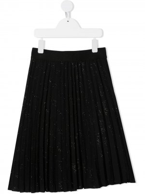 Плиссированная юбка в мелкую точку Alberta Ferretti Kids. Цвет: черный