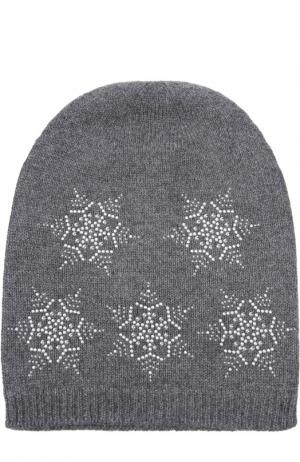 Кашемировая шапка с узором в виде снежинок Colombo. Цвет: темно-серый