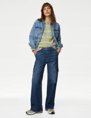 Широкие джинсы карго с высокой талией Marks & Spencer