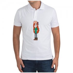 Рубашка- поло Мультфильмы Гравити Фолз Венди Gravity falls (рыжая девочка с руками за спиной) CoolPodarok. Цвет: белый