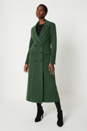 Пальто макси в стиле милитари с саржевым воротником , зеленый Wallis