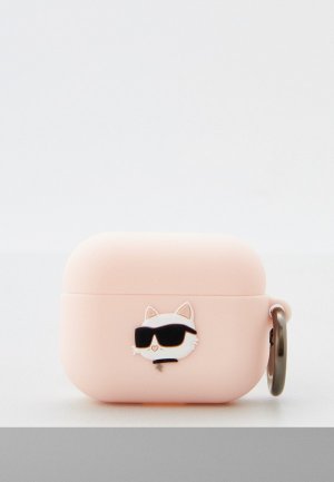 Чехол для наушников Karl Lagerfeld Airpods Pro силиконовый Silicone. Цвет: розовый