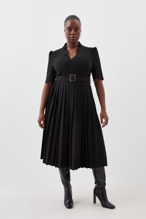 Платье больших размеров из структурированного крепа со складками Forever , черный Karen Millen