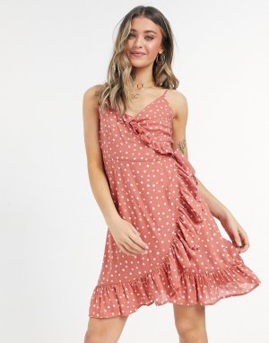 Пляжное платье рыжего цвета в горошек Sorrento-Коричневый цвет Figleaves
