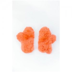 Женские варежки из меха / Красивые вязаные Carolon. Цвет: оранжевый