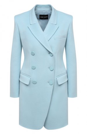 Кашемировое пальто Giorgio Armani. Цвет: голубой
