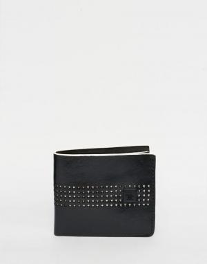 Кожаный бумажник с перфорацией Original Penguin. Цвет: черный