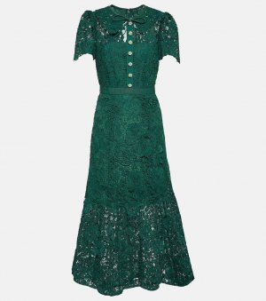 Кружевное платье миди А-силуэта SELF-PORTRAIT, зеленый Self-Portrait
