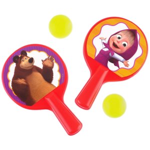 Набор игровой, ракетки 8×12 см и два мячика, маша медведь. Цвет: разноцветный