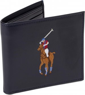 Кожаный кошелек Big Pony в складке , цвет Navy/Multi Polo Ralph Lauren