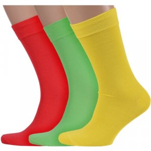 Носки , 3 пары, размер 25, красный, желтый, зеленый LorenzLine. Цвет: желтый/красный/зеленый