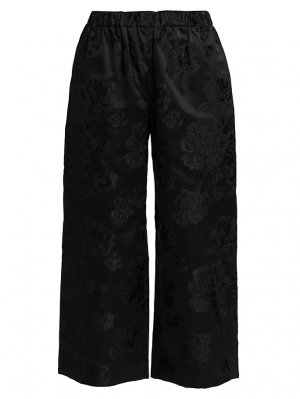 Укороченные жаккардовые брюки с цветочным принтом, черный Comme Des Garçons