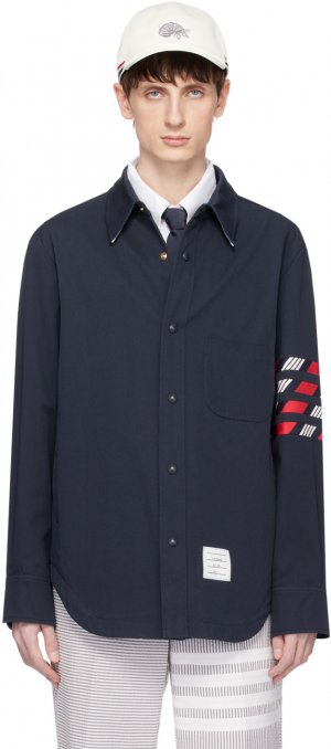 Темно-синяя куртка с 4 полосами , цвет Navy Thom Browne