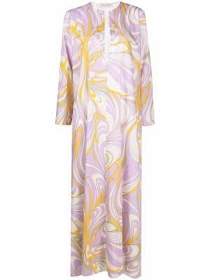 Платье с длинными рукавами и графичным принтом Emilio Pucci. Цвет: фиолетовый