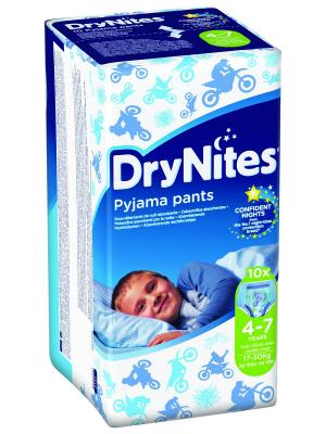 Трусики DryNights для мальчиков 4-7лет 10шт HUGGIES. Цвет: белый, синий