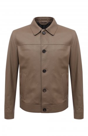 Кожаная куртка Brioni. Цвет: коричневый