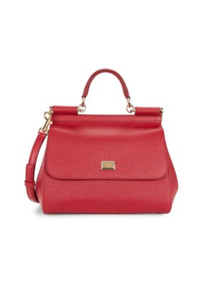 Средняя кожаная сумка-портфель Sicily Dauphine , красный Dolce & Gabbana