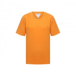 Хлопковая футболка Bottega Veneta. Цвет: оранжевый