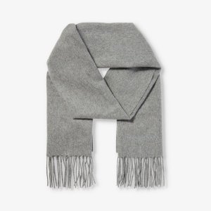 Кашемировый шарф с фирменной вышивкой и бахромой , серый Corneliani