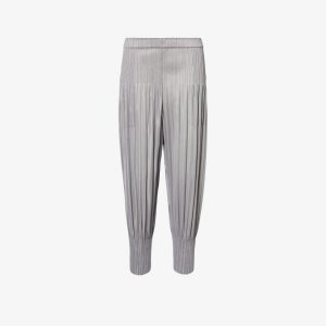 Трикотажные брюки средней посадки со складками и зауженными штанинами , серый Pleats Please Issey Miyake