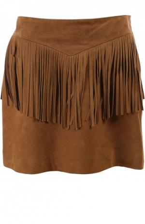 Кожаная юбка Saint Laurent. Цвет: коричневый