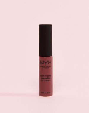 Мягкий матовый крем для губ цвета металлик NYX Professional Makeup. Цвет: розовый