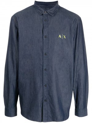 Джинсовая рубашка с логотипом Armani Exchange. Цвет: синий