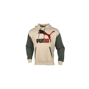 PUMA Color Block Hooded Sweatshirt Men Tops Grey Green Brown 530709-12