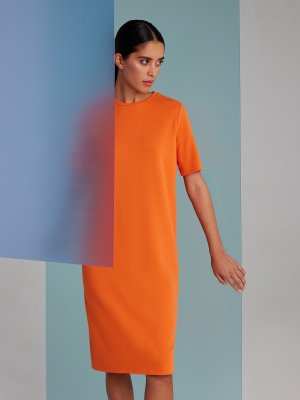 Платье с коротким рукавом трикотажное Elis. Цвет: оранжевый