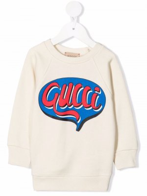 Толстовка с логотипом Gucci Kids. Цвет: бежевый