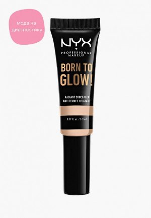 Консилер Nyx Professional Makeup Born To Glow Radiant Concealer с эффектом сияния, оттенок 04, Light Ivor, 5,3 мл. Цвет: бежевый