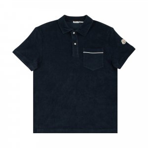 Рубашка-поло с короткими рукавами, цвет Синий Moncler