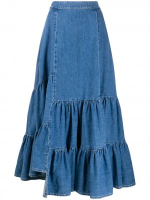 Джинсовая юбка макси MM6 Maison Margiela. Цвет: синий