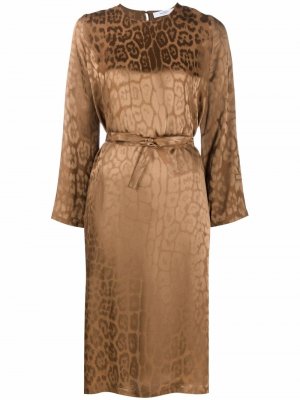Платье с леопардовым принтом и поясом Roseanna. Цвет: нейтральные цвета