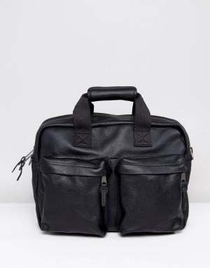 Черная кожаная сумка для ноутбука Tomec Eastpak. Цвет: черный