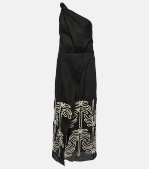 Платье макси из льна и хлопка с вышивкой , черный Johanna Ortiz