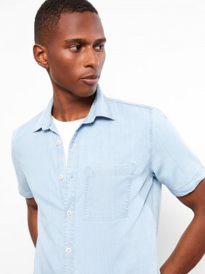 Удобная мужская джинсовая рубашка с коротким рукавом , открытое индиго родео LCW Jeans