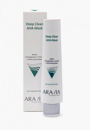 Маска для лица Aravia Professional очищающая с глиной и AHA-кислотами Deep Clean AHA-Mask, 100 мл. Цвет: белый