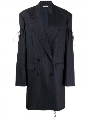 Пальто-блейзер в тонкую полоску с кулиской Nina Ricci. Цвет: синий