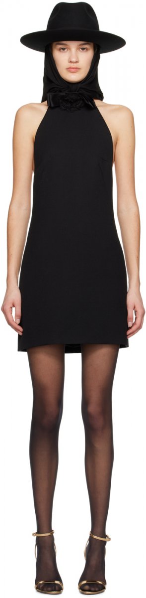 Черное мини-платье с бретелькой на шее Dolce&Gabbana