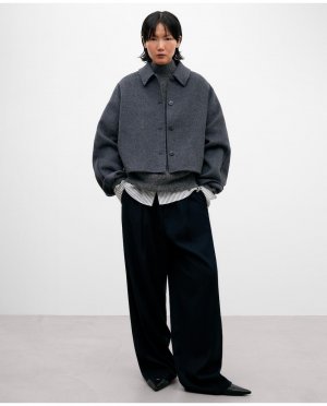 Женская куртка серого меланжа с пуговицами и воротником лацканами , серый Adolfo Dominguez. Цвет: серый