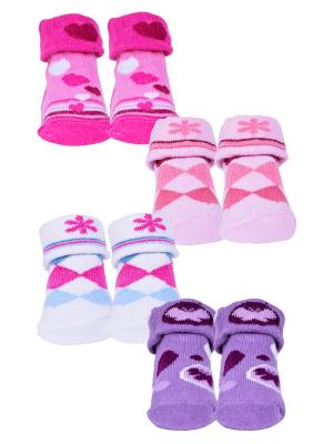 Носки, 4 пары Malerba. Цвет: фиолетовый, белый, розовый
